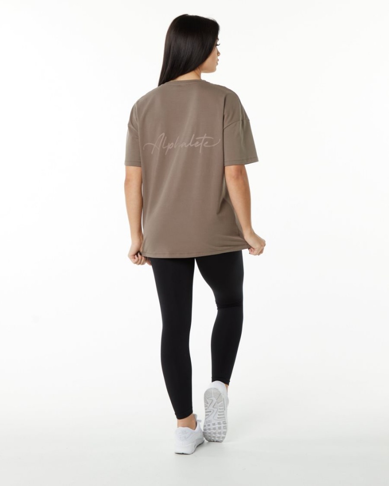 Alphalete Signature Oversized Tee Naisten Paidat Mocha | ZERWJ-2370