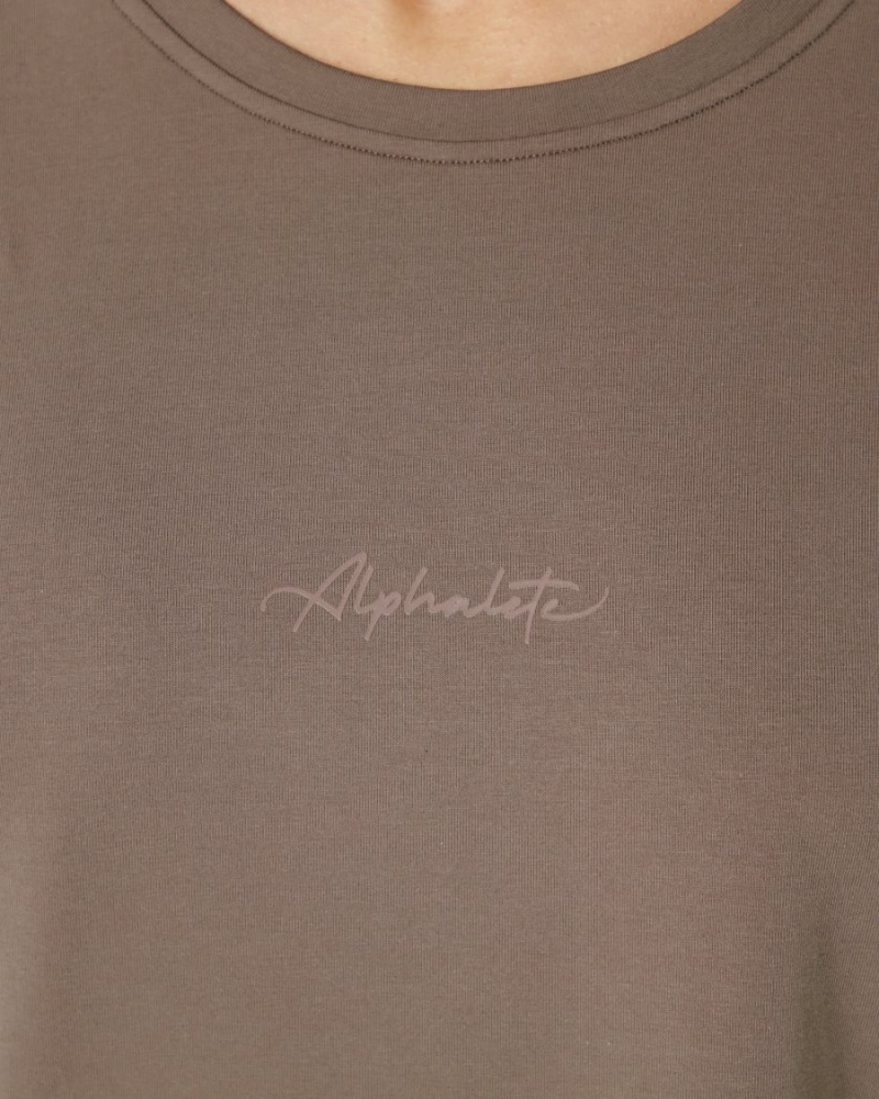 Alphalete Signature Oversized Tee Naisten Paidat Mocha | ZERWJ-2370