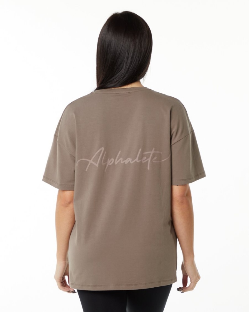 Alphalete Signature Oversized Tee Naisten Paidat Mocha | ZERWJ-2370