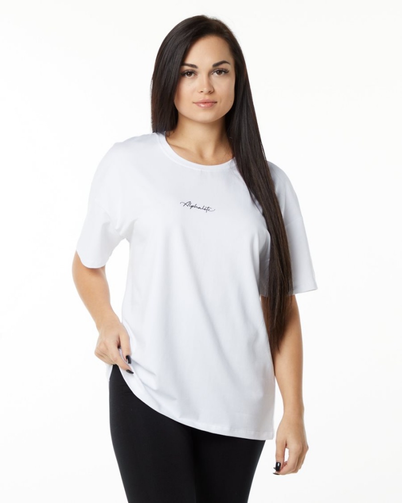 Alphalete Signature Oversized Tee Naisten Paidat Valkoinen | FIZJS-3824