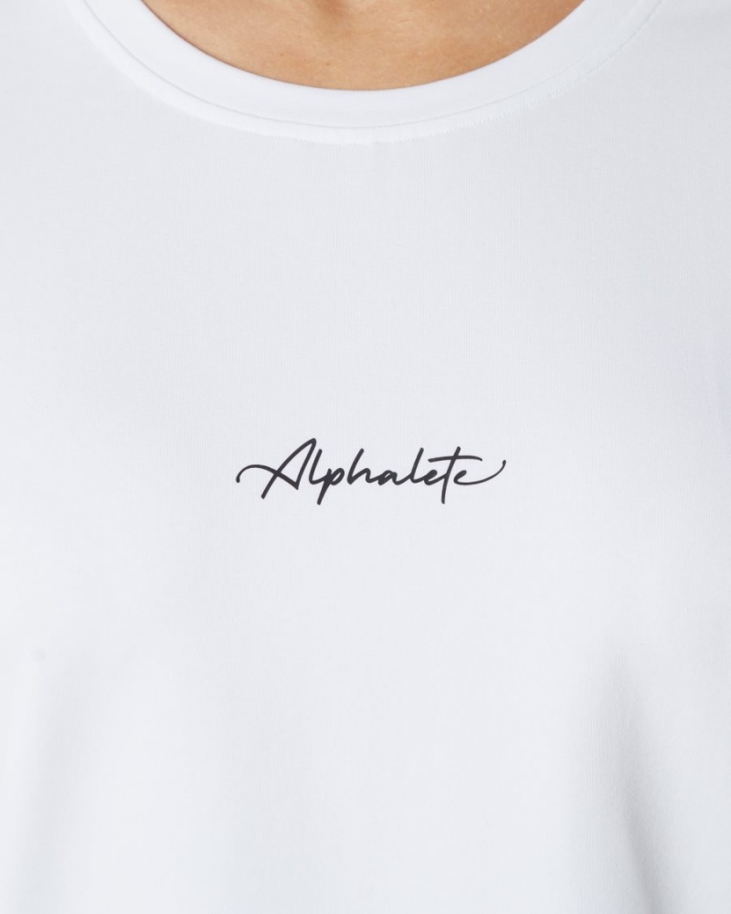 Alphalete Signature Oversized Tee Naisten Paidat Valkoinen | FIZJS-3824