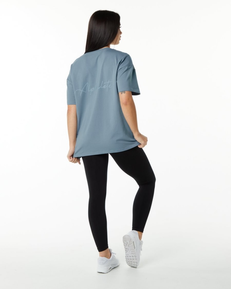 Alphalete Signature Oversized Tee Naisten Paidat Sininen | GYVUR-8396