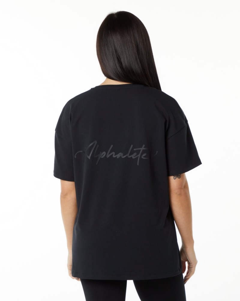 Alphalete Signature Oversized Tee Naisten Paidat Mustat | YQDPR-1609