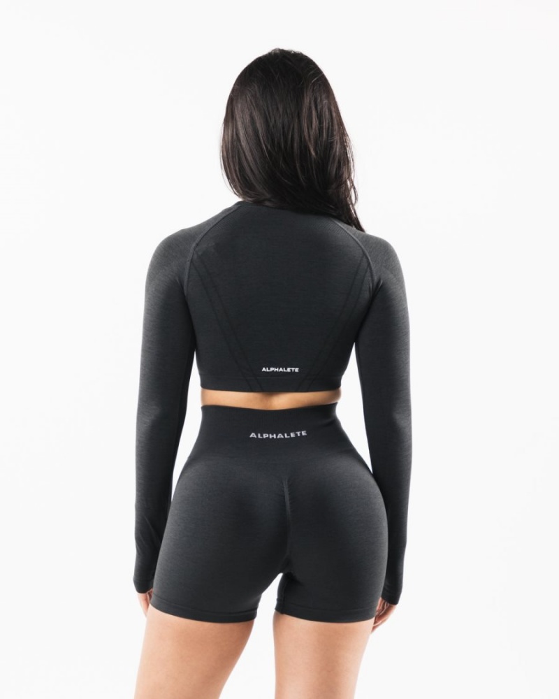 Alphalete Stratus LS Crop Naisten Pitkähihainen Shadow | NYMEU-2518