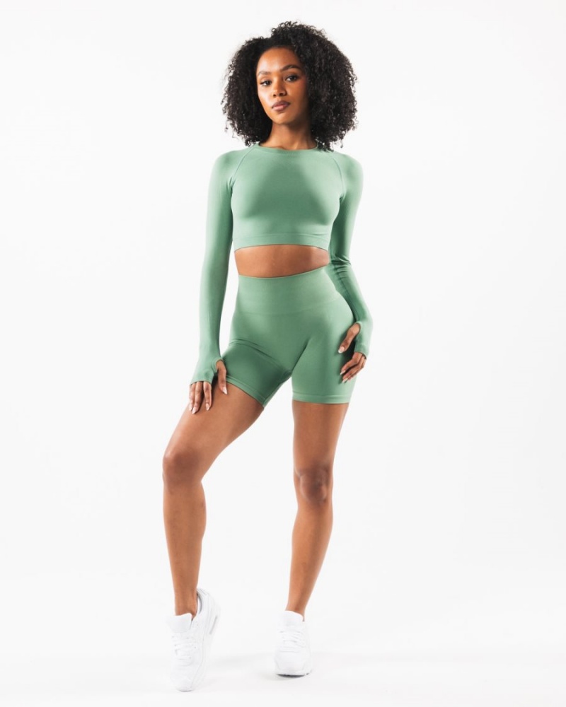 Alphalete Stratus LS Crop Naisten Pitkähihainen Jade | IYQPD-5321