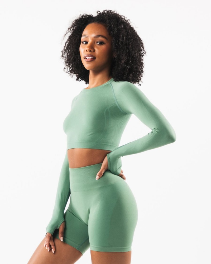 Alphalete Stratus LS Crop Naisten Pitkähihainen Jade | IYQPD-5321