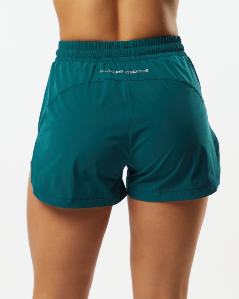 Alphalete Stride Lyhyt 3" Naisten Shortsit Velvet Teal | HYUAT-0675