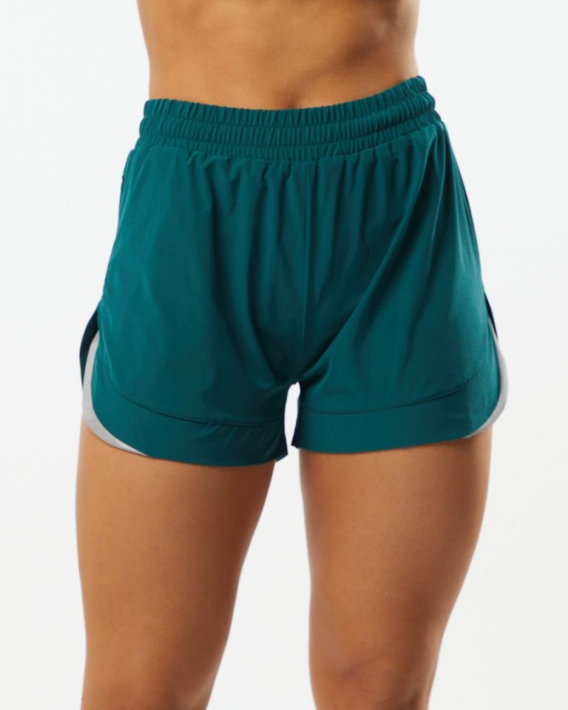 Alphalete Stride Lyhyt 3" Naisten Shortsit Velvet Teal | HYUAT-0675