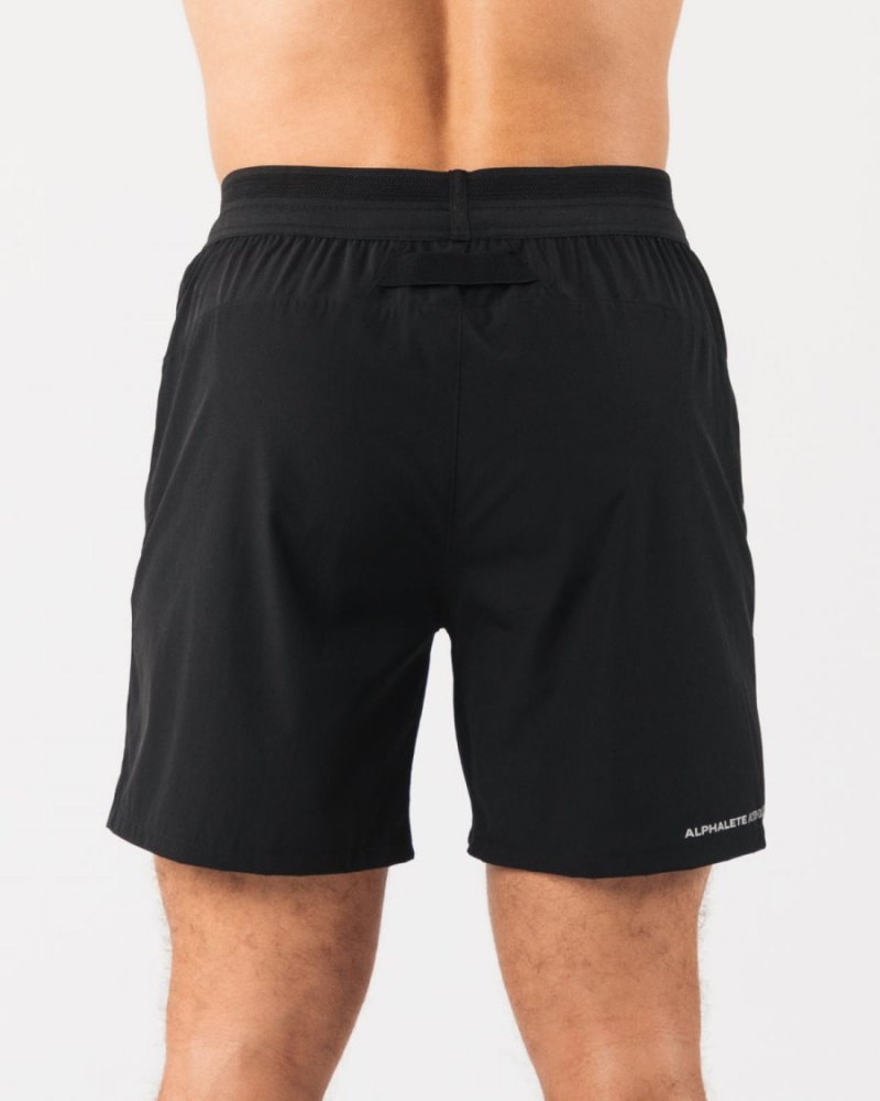 Alphalete Studio Lyhyt 6" Miesten Shortsit Mustat Hopea | MOVKQ-7502