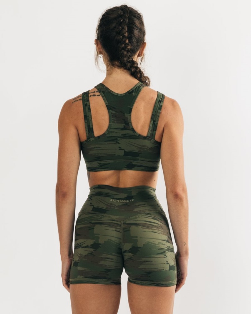 Alphalete Surface Keyhole Bra Naisten Urheiluliivi Oliivinvihreä Camo | ALOPI-8906