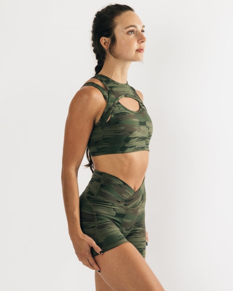 Alphalete Surface Keyhole Bra Naisten Urheiluliivi Oliivinvihreä Camo | ALOPI-8906