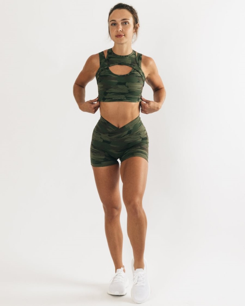 Alphalete Surface Keyhole Bra Naisten Urheiluliivi Oliivinvihreä Camo | ALOPI-8906