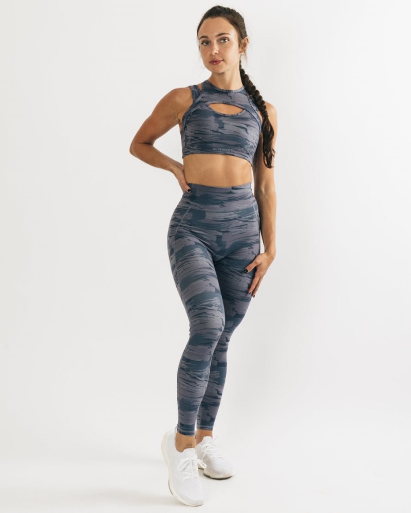 Alphalete Surface Keyhole Bra Naisten Urheiluliivi Harmaat Camo | WJTRG-9623