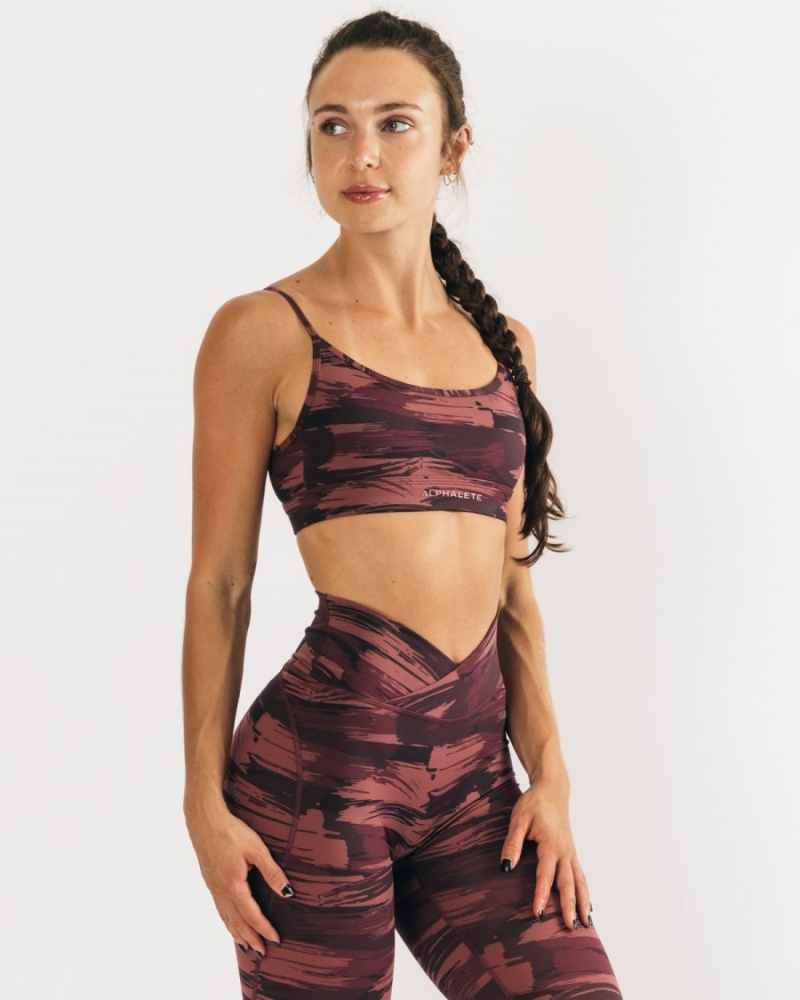 Alphalete Surface Limitless Bra Naisten Urheiluliivi Viininpunainen Camo | XBUPI-9158