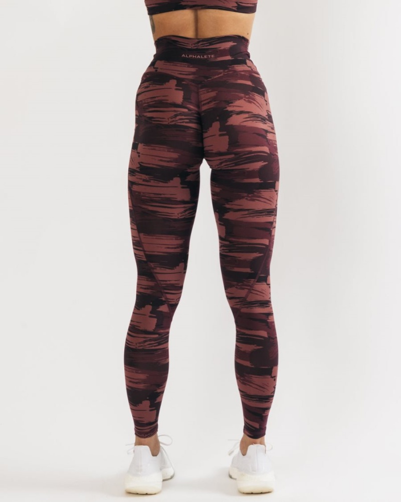 Alphalete Surface Power Legging Naisten Leggings Viininpunainen Camo | UTAZY-6798