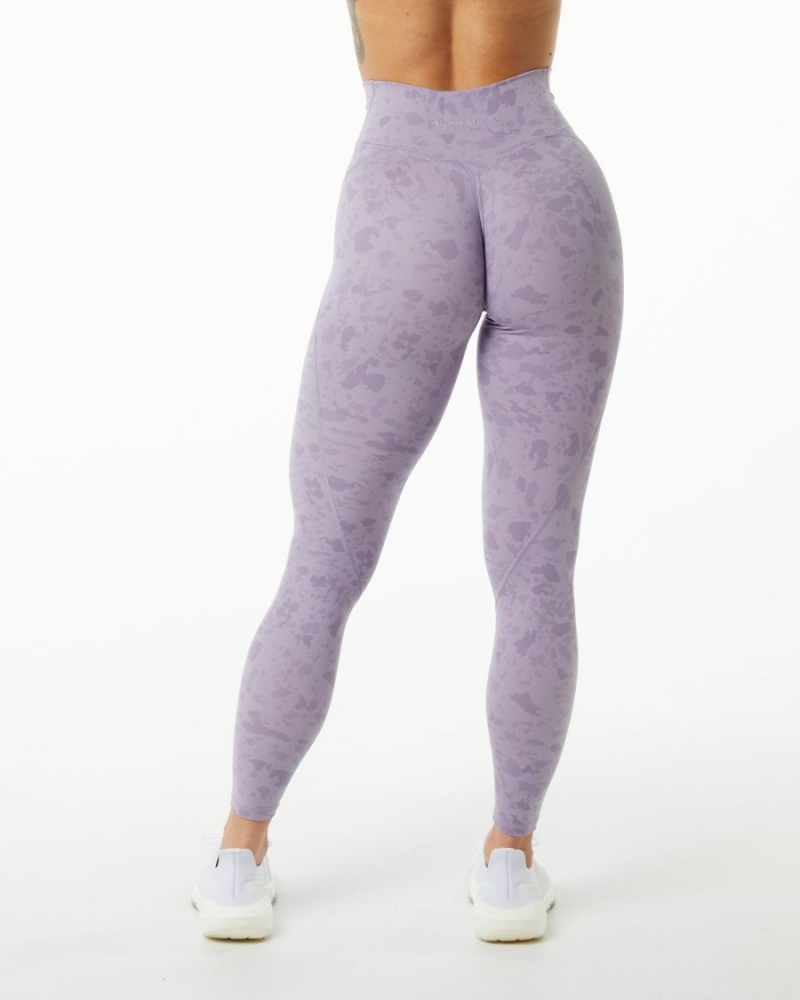 Alphalete Surface Power Legging Naisten Leggings Pebble Print Misty Lilac | WNKTY-1836