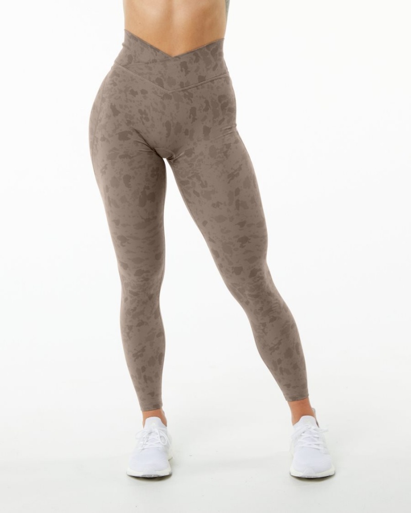 Alphalete Surface Power Legging Naisten Leggings Pebble Print Mocha | NEFUI-2397