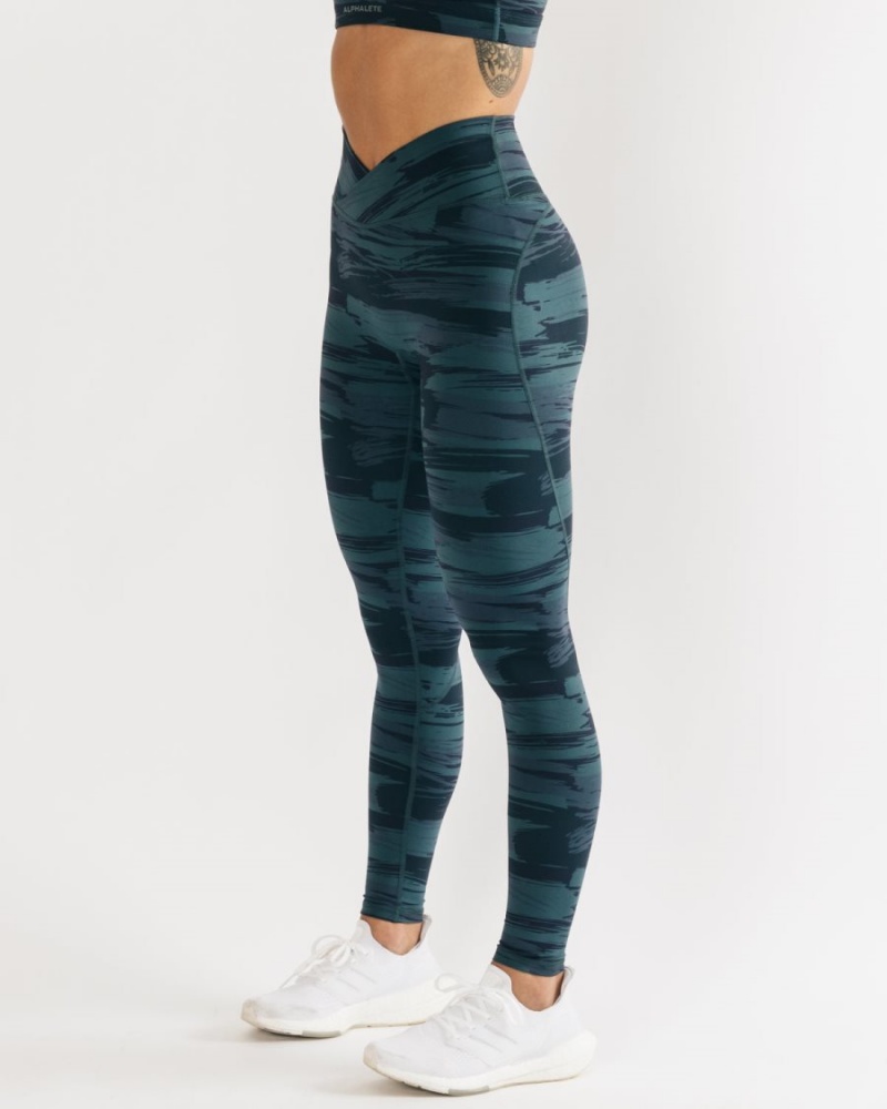 Alphalete Surface Power Legging Naisten Leggings Sininen Camo | SFGCV-4327