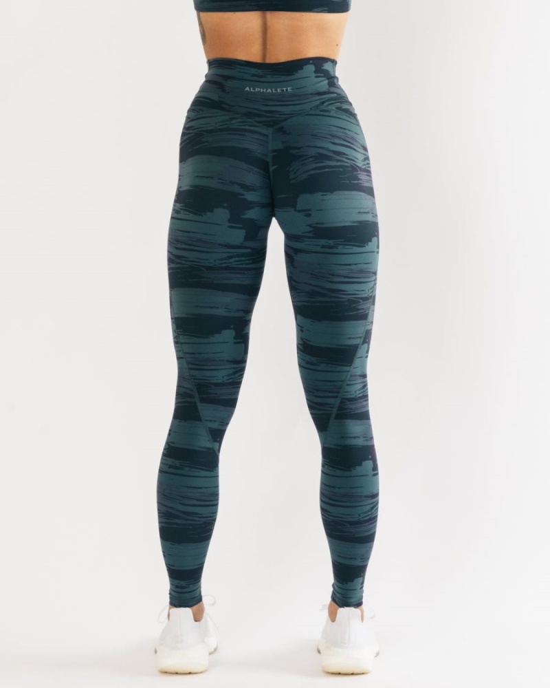 Alphalete Surface Power Legging Naisten Leggings Sininen Camo | SFGCV-4327