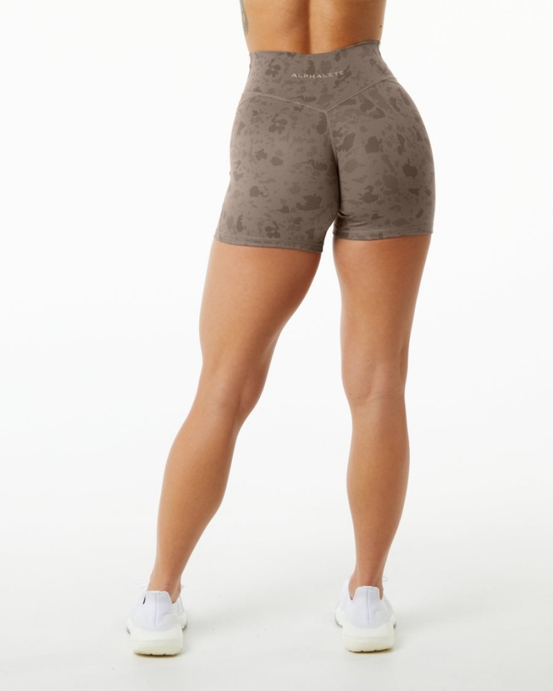 Alphalete Surface Power Lyhyt 5" Naisten Shortsit Pebble Print Mocha | SLTYP-7256