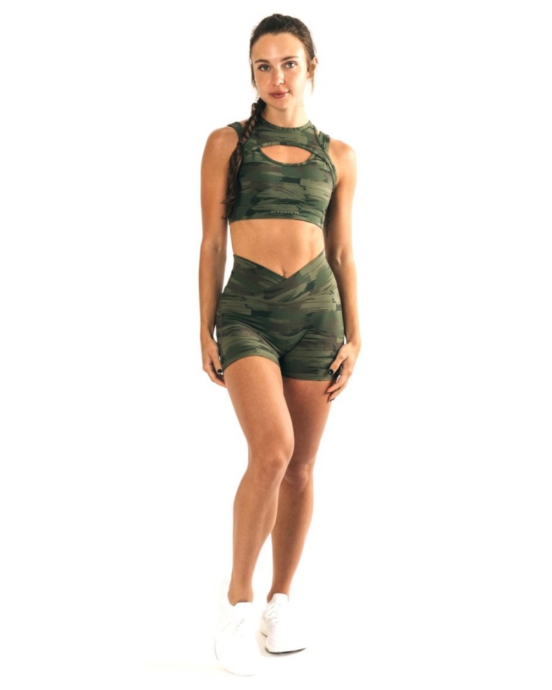 Alphalete Surface Power Lyhyt 5" Naisten Shortsit Oliivinvihreä Camo | NZFSP-8175