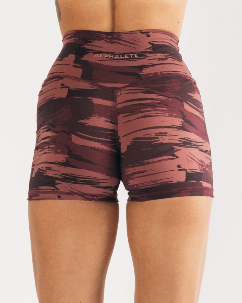 Alphalete Surface Power Lyhyt 5" Naisten Shortsit Viininpunainen Camo | NBIZW-4308