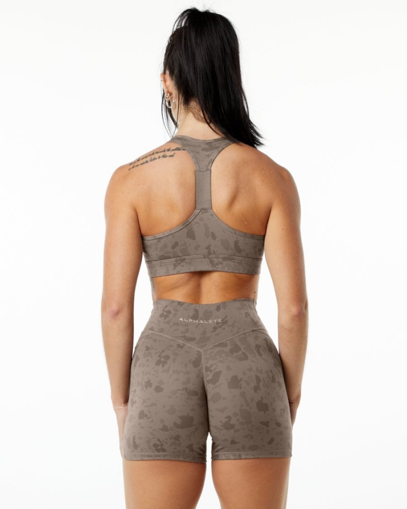 Alphalete Surface Wrap Bra Naisten Urheiluliivi Pebble Print Mocha | PORYH-8520