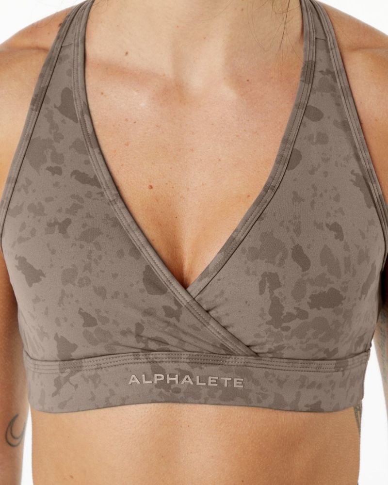 Alphalete Surface Wrap Bra Naisten Urheiluliivi Pebble Print Mocha | PORYH-8520