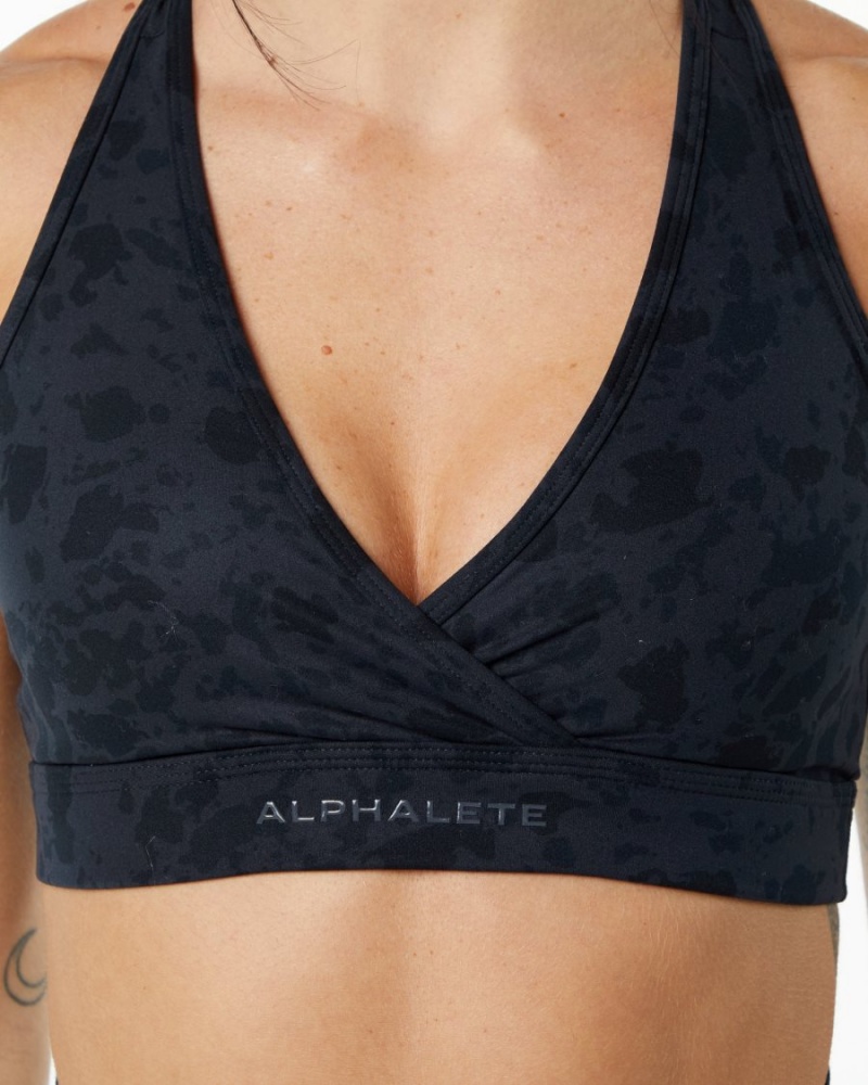 Alphalete Surface Wrap Bra Naisten Urheiluliivi Mustat | FYLPB-2810