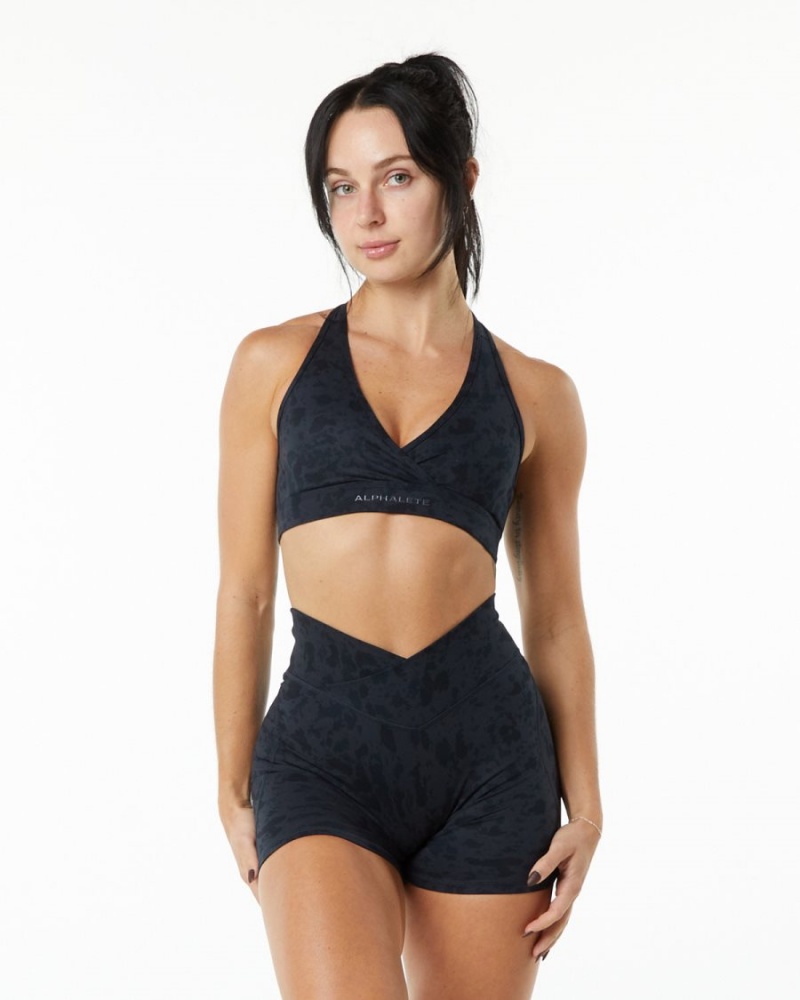 Alphalete Surface Wrap Bra Naisten Urheiluliivi Mustat | FYLPB-2810