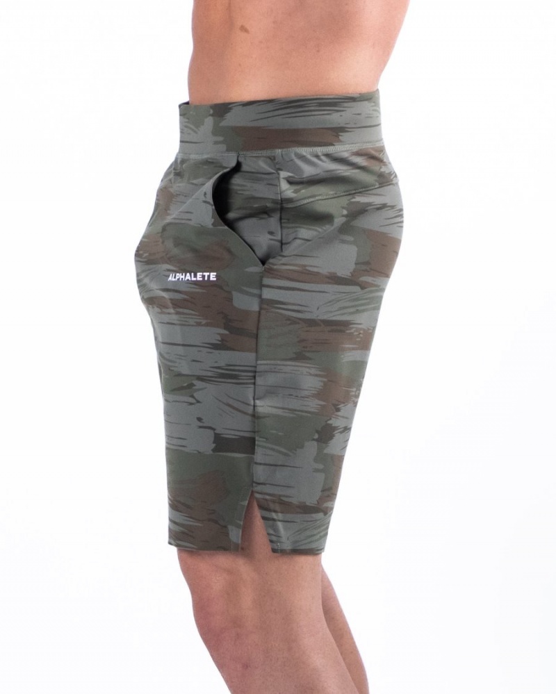 Alphalete Trace Lyhyt 8" Miesten Shortsit Oliivinvihreä Camo | GLFOZ-3645