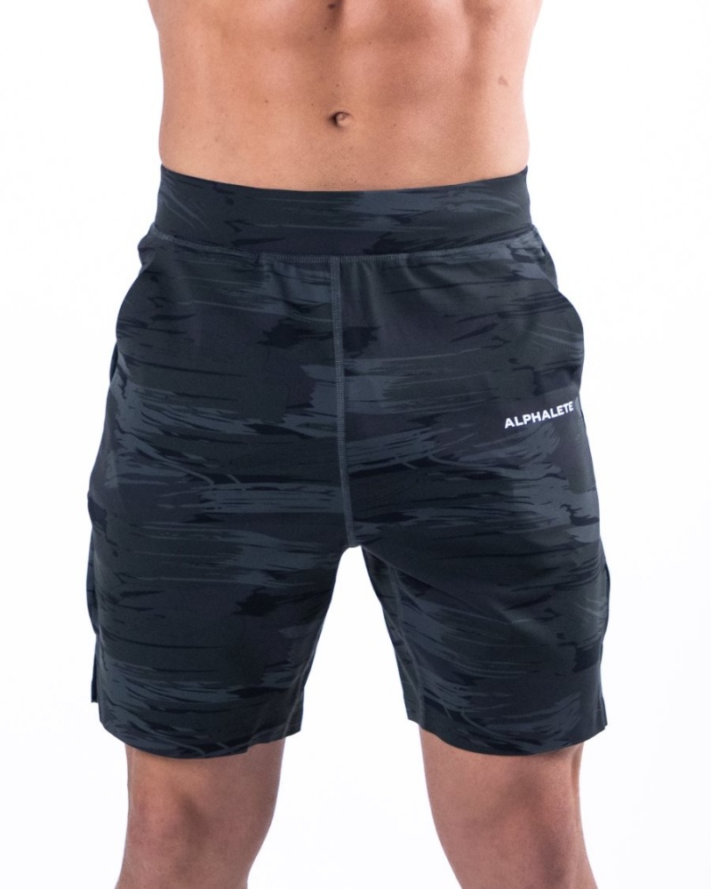 Alphalete Trace Lyhyt 8" Miesten Shortsit Mustat Camo | IKPZE-2740