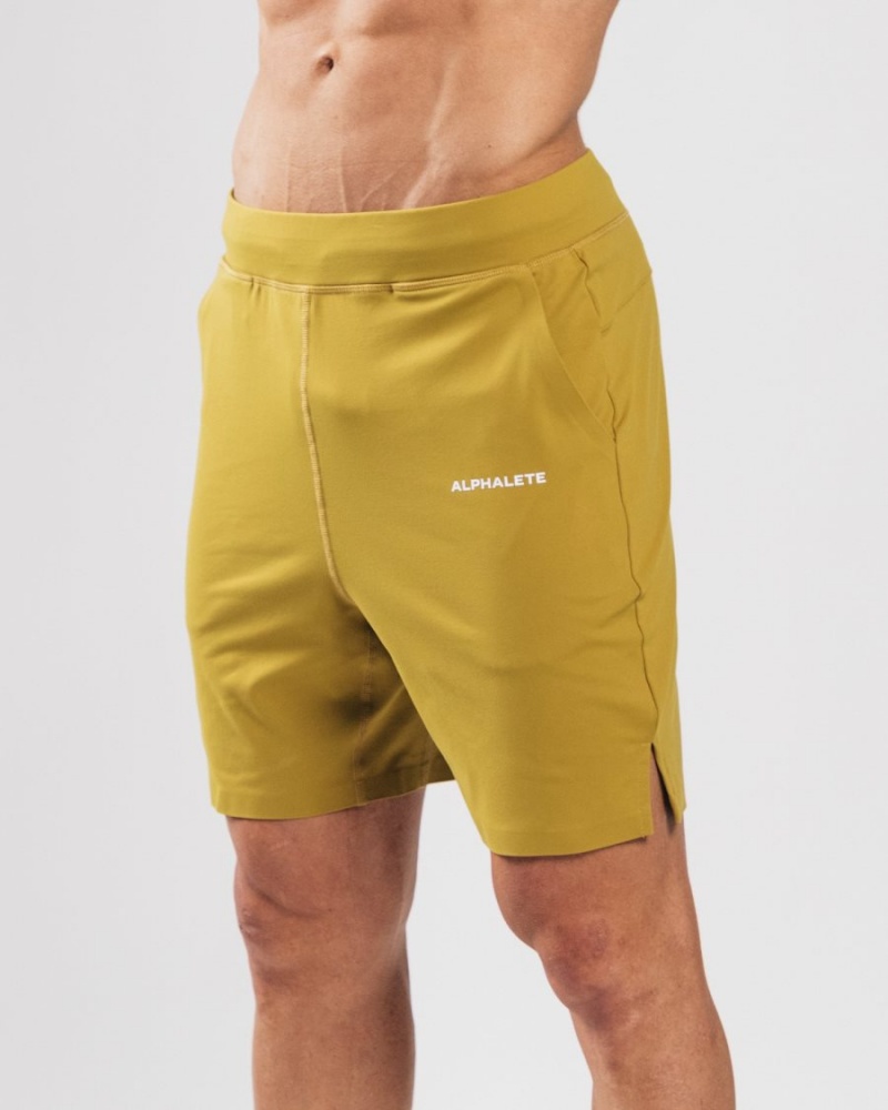 Alphalete Trace Lyhyt 8" Miesten Shortsit Sinapinkeltainen | JDUEN-9204