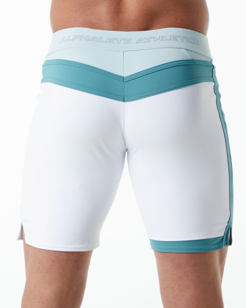 Alphalete Trident Kilpailu Lyhyt Miesten Boardshortsit Valkoinen | FKNPY-8302