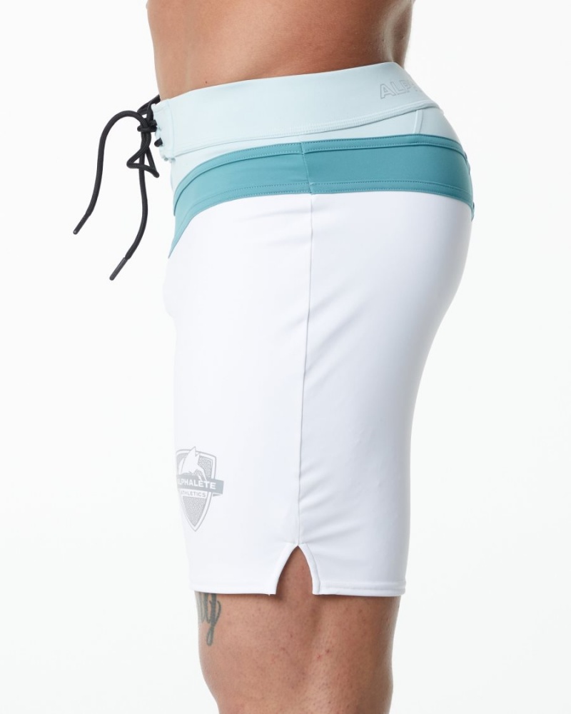 Alphalete Trident Kilpailu Lyhyt Miesten Boardshortsit Valkoinen | FKNPY-8302