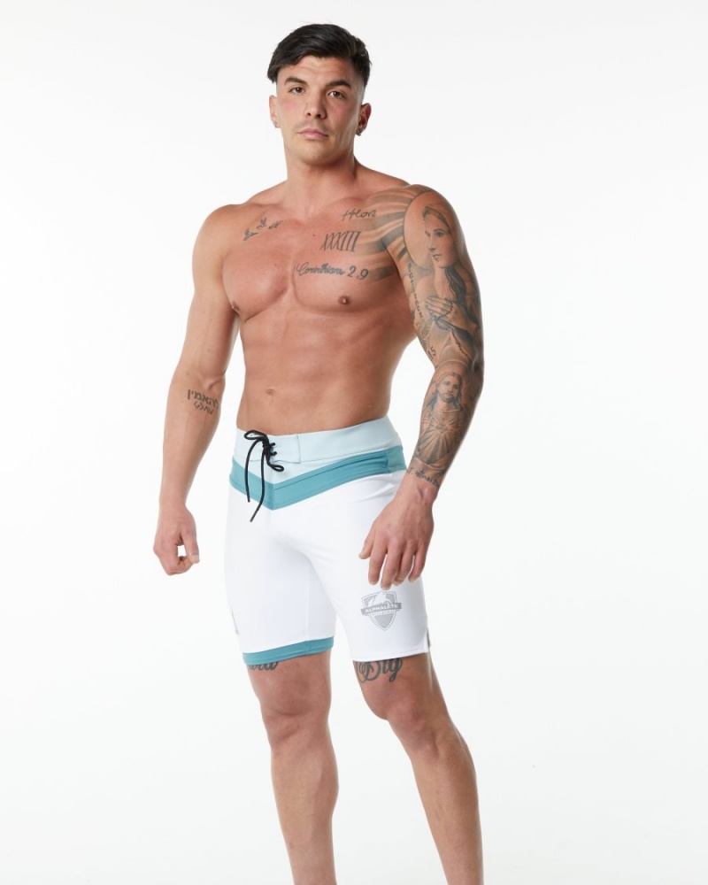 Alphalete Trident Kilpailu Lyhyt Miesten Boardshortsit Valkoinen | FKNPY-8302