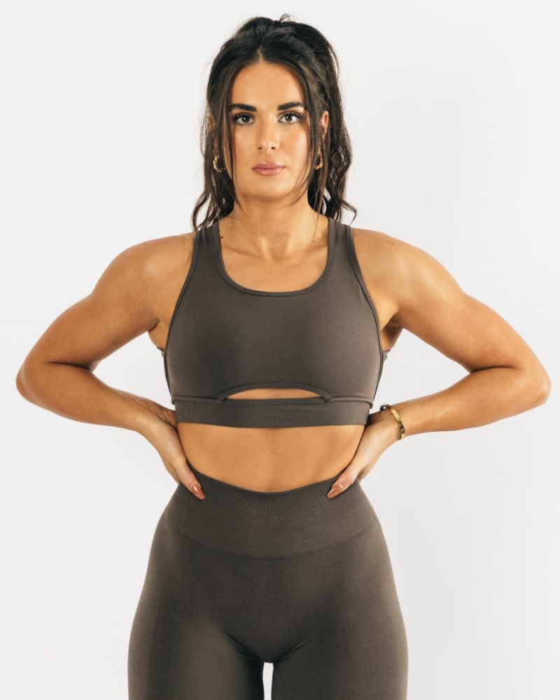 Alphalete Trinity Bra Naisten Urheiluliivi Mocha | QOIYT-3952