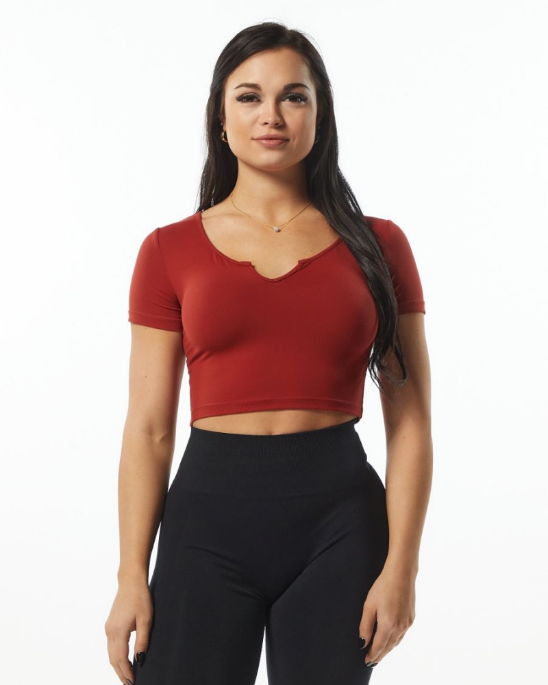 Alphalete Ultrasoft Pinnacle Tee Naisten Paidat Cherry | ATMEW-7402