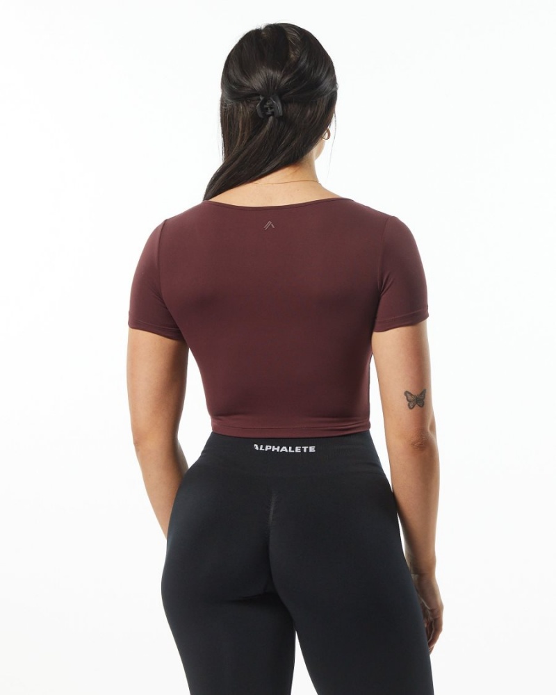 Alphalete Ultrasoft Pinnacle Tee Naisten Paidat Wine | UFIVX-0325