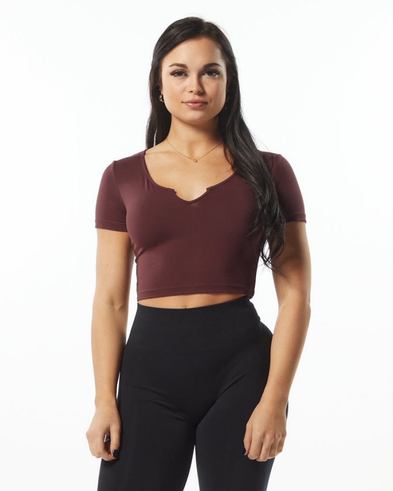 Alphalete Ultrasoft Pinnacle Tee Naisten Paidat Wine | UFIVX-0325