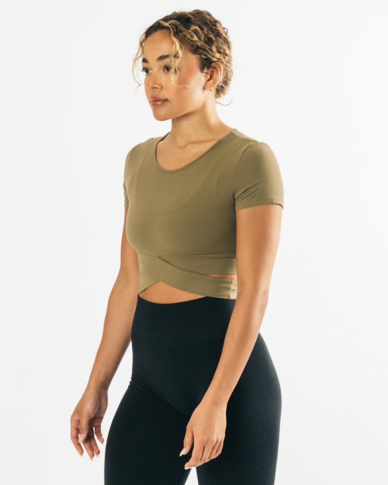 Alphalete Ultrasoft Wrap Tie Top Naisten Paidat Oliivinvihreä | NEWGT-6421