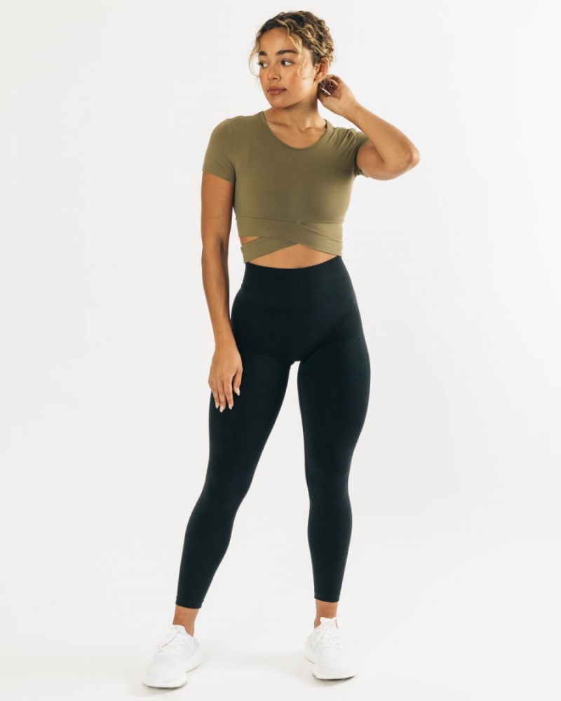 Alphalete Ultrasoft Wrap Tie Top Naisten Paidat Oliivinvihreä | NEWGT-6421