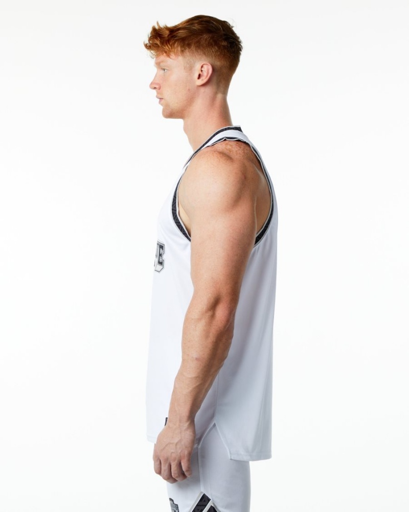 Alphalete Varsity Basketball Jersey Miesten Stringers Valkoinen | CNYKR-7528