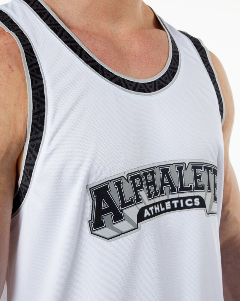 Alphalete Varsity Basketball Jersey Miesten Stringers Valkoinen | CNYKR-7528