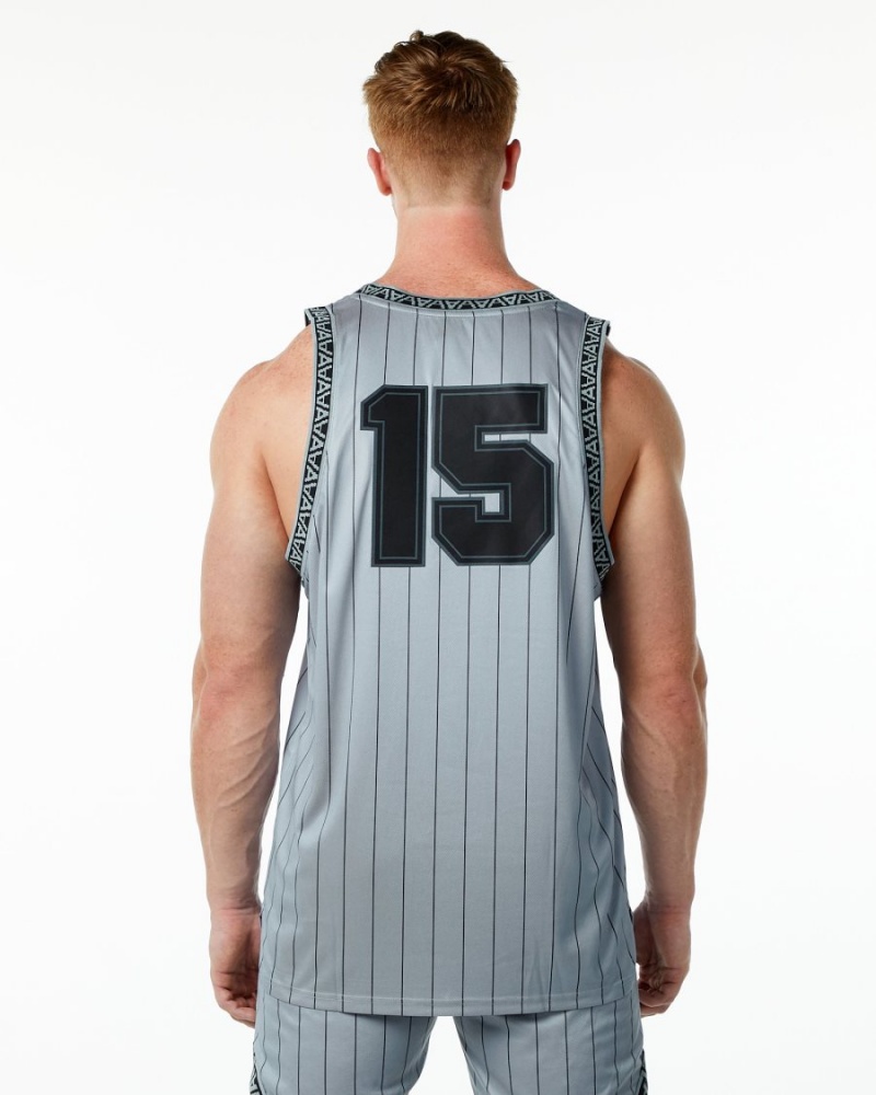 Alphalete Varsity Basketball Jersey Miesten Stringers Harmaat | PAKJD-0987