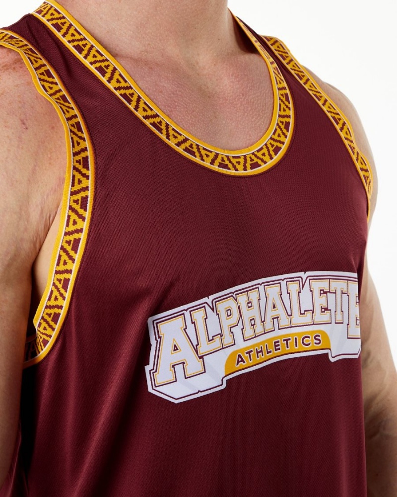 Alphalete Varsity Basketball Jersey Miesten Stringers Crimson | JADEY-7506