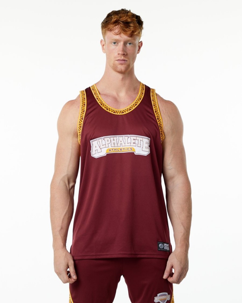 Alphalete Varsity Basketball Jersey Miesten Stringers Crimson | JADEY-7506