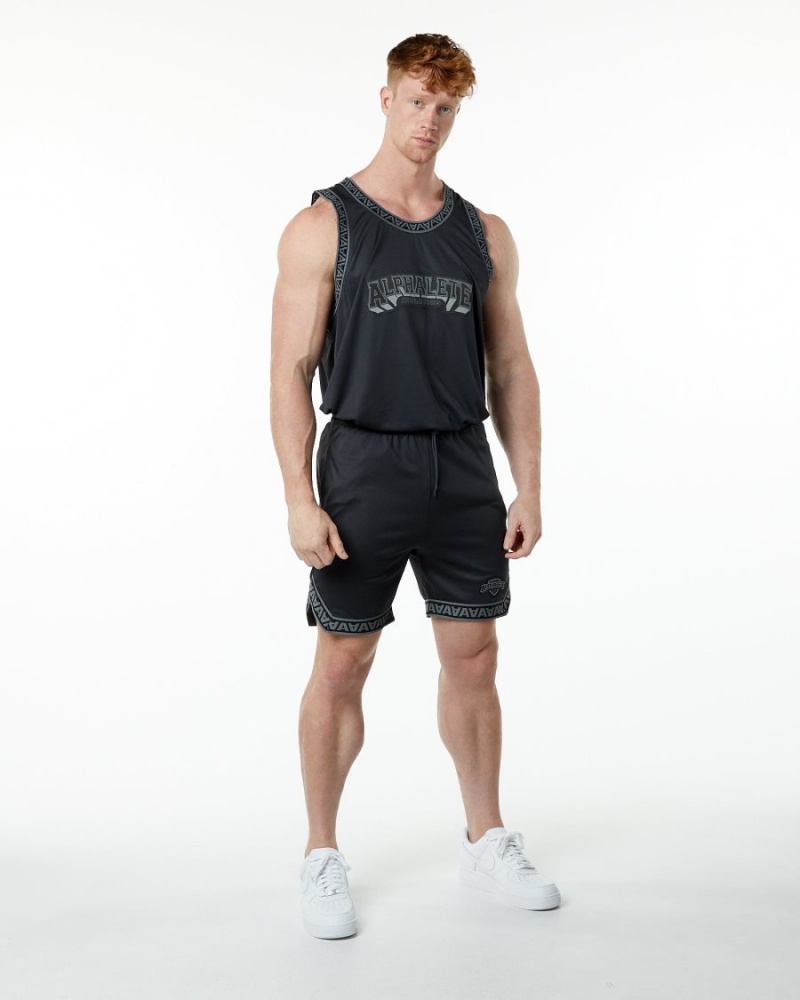 Alphalete Varsity Basketball Jersey Miesten Stringers Mustat | FSIHD-1786