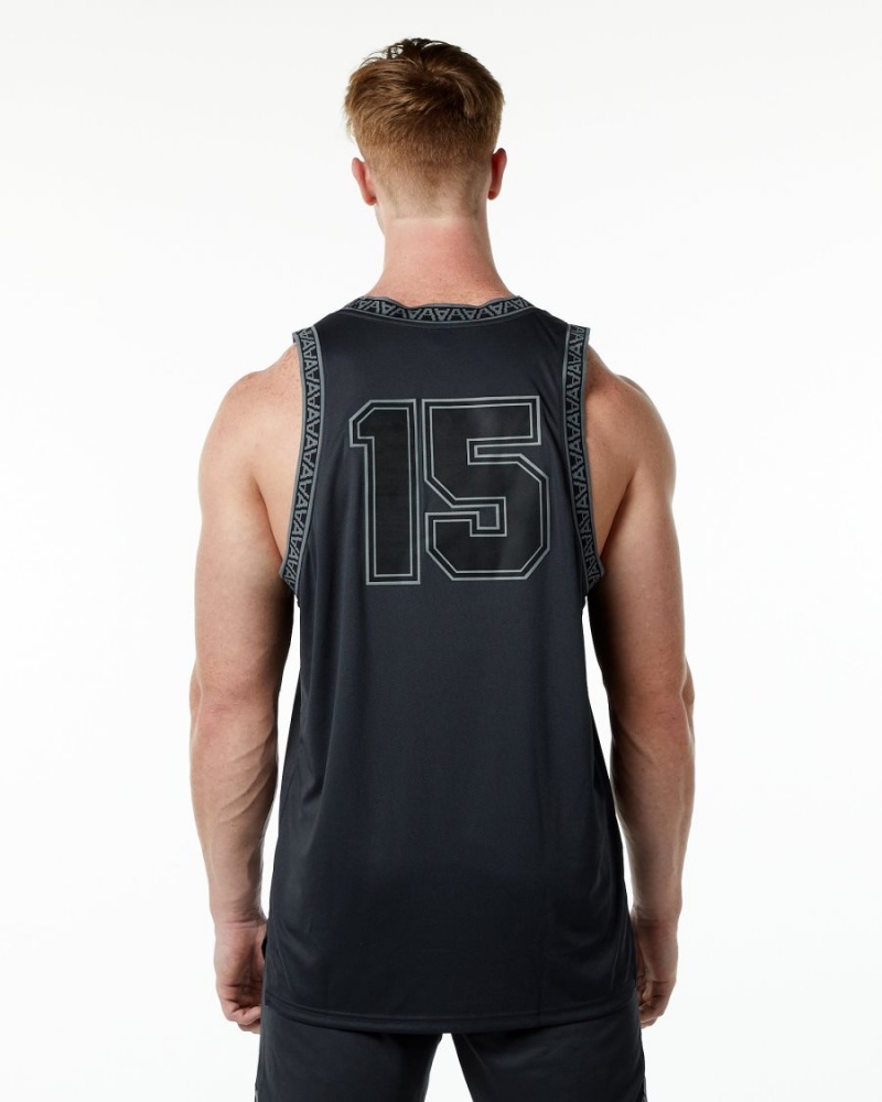 Alphalete Varsity Basketball Jersey Miesten Stringers Mustat | FSIHD-1786