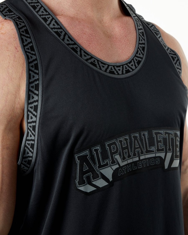 Alphalete Varsity Basketball Jersey Miesten Stringers Mustat | FSIHD-1786